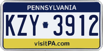 PA license plate KZY3912