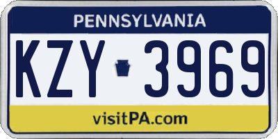 PA license plate KZY3969