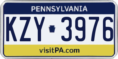 PA license plate KZY3976