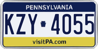 PA license plate KZY4055