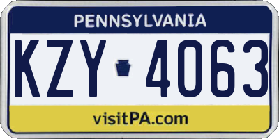 PA license plate KZY4063