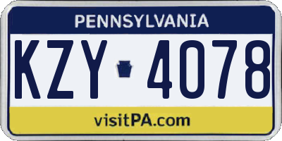 PA license plate KZY4078