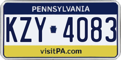 PA license plate KZY4083