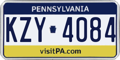 PA license plate KZY4084