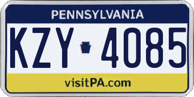 PA license plate KZY4085