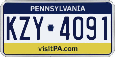 PA license plate KZY4091