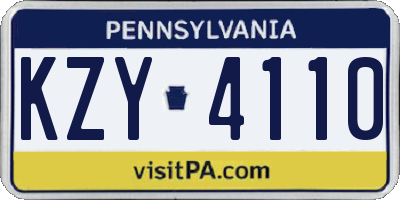 PA license plate KZY4110