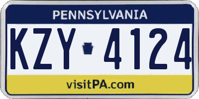 PA license plate KZY4124