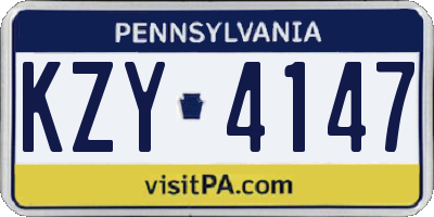 PA license plate KZY4147