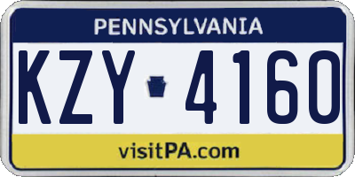 PA license plate KZY4160