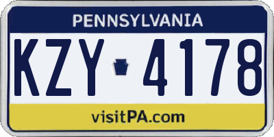 PA license plate KZY4178
