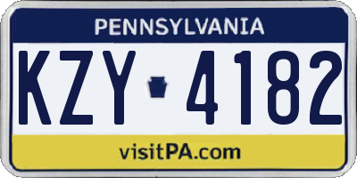 PA license plate KZY4182