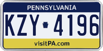 PA license plate KZY4196