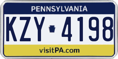 PA license plate KZY4198