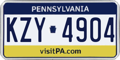 PA license plate KZY4904