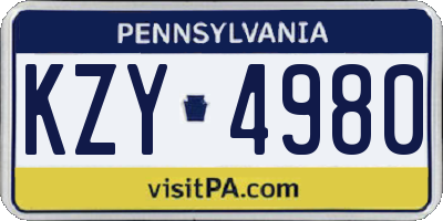 PA license plate KZY4980