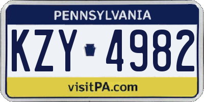 PA license plate KZY4982