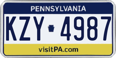 PA license plate KZY4987