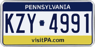 PA license plate KZY4991
