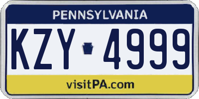 PA license plate KZY4999