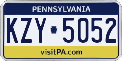 PA license plate KZY5052