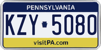 PA license plate KZY5080