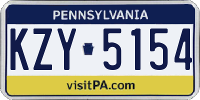 PA license plate KZY5154