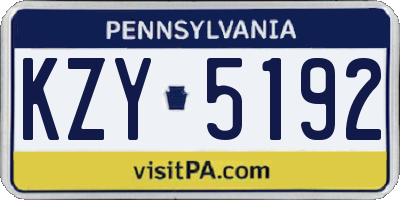 PA license plate KZY5192