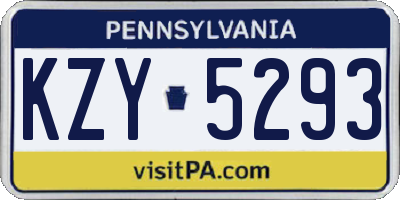 PA license plate KZY5293