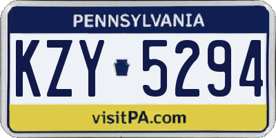 PA license plate KZY5294