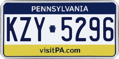 PA license plate KZY5296