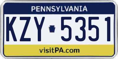 PA license plate KZY5351