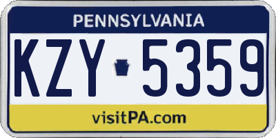PA license plate KZY5359