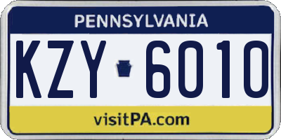 PA license plate KZY6010