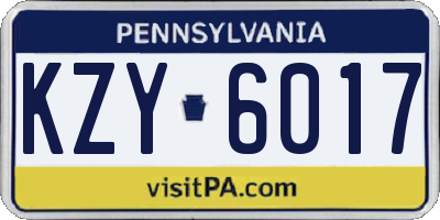 PA license plate KZY6017
