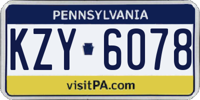 PA license plate KZY6078
