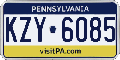 PA license plate KZY6085