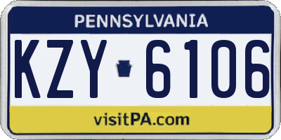 PA license plate KZY6106