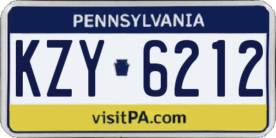 PA license plate KZY6212