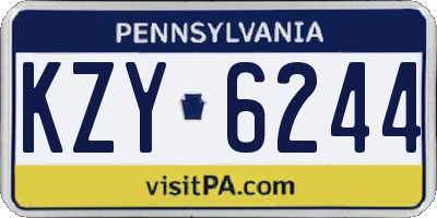 PA license plate KZY6244