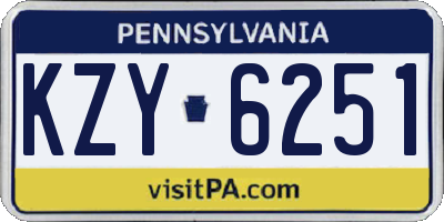 PA license plate KZY6251