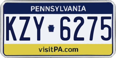 PA license plate KZY6275