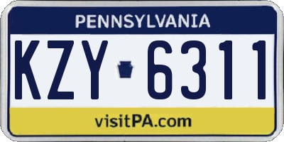 PA license plate KZY6311