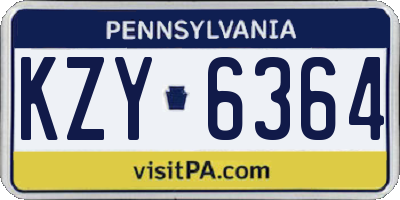 PA license plate KZY6364