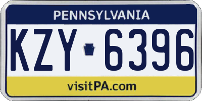 PA license plate KZY6396