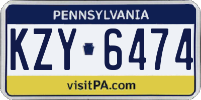 PA license plate KZY6474