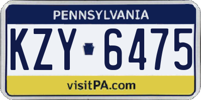 PA license plate KZY6475
