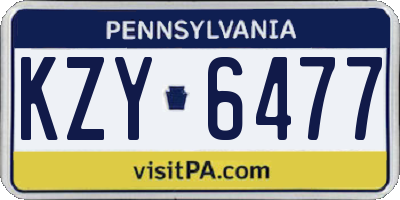 PA license plate KZY6477