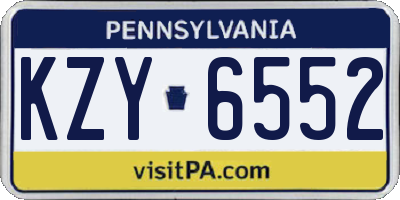 PA license plate KZY6552