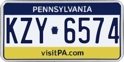 PA license plate KZY6574